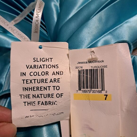 Vintage Jessica McClintock For Gunne Sax Pleated Sequins Cocktail Turquoise  S 7 - Picture 7 of 13